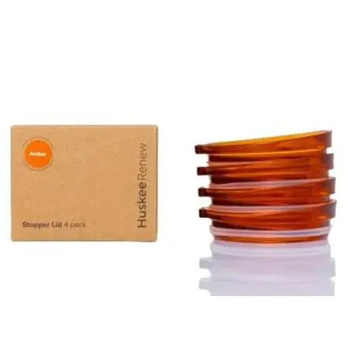 HuskeeRenew Amber Stopper Lids – Reusable Coffee Cup Lids (Universal Fit) Huskee