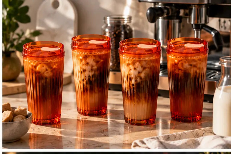 HuskeeRenew 12oz Coffee Cups & Stopper Lids 4 Pack – Amber