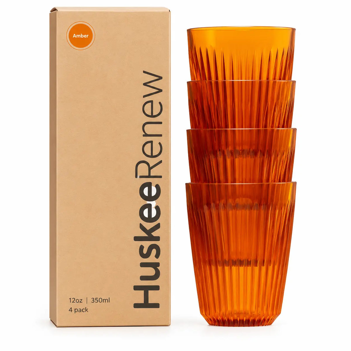 HuskeeRenew 12oz Reusable Coffee Cups 4 Pack – Amber