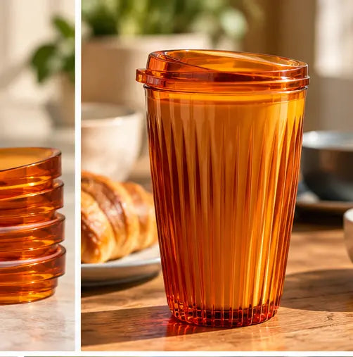 HuskeeRenew Stopper Lids 4 Pack – Amber | Fits 6oz–16oz Cups