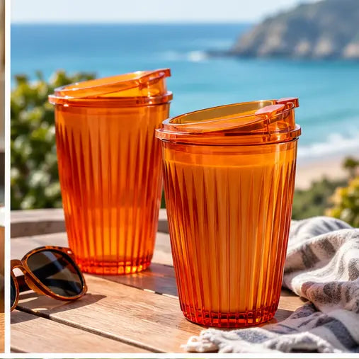 HuskeeRenew Stopper Lids 4 Pack – Amber | Fits 6oz–16oz Cups