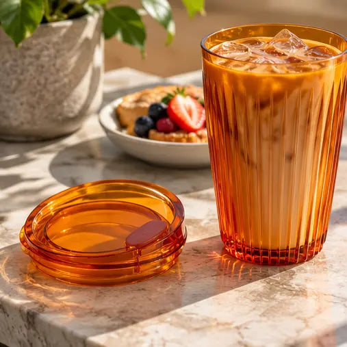 HuskeeRenew Stopper Lids 4 Pack – Amber | Fits 6oz–16oz Cups