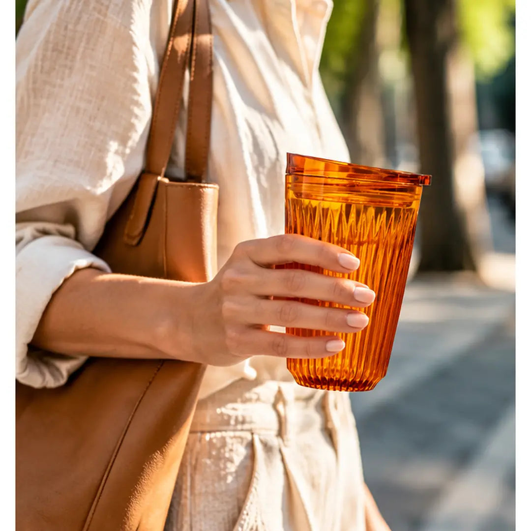 HuskeeRenew 12oz Amber Reusable Coffee Cup with Lid – 350ml