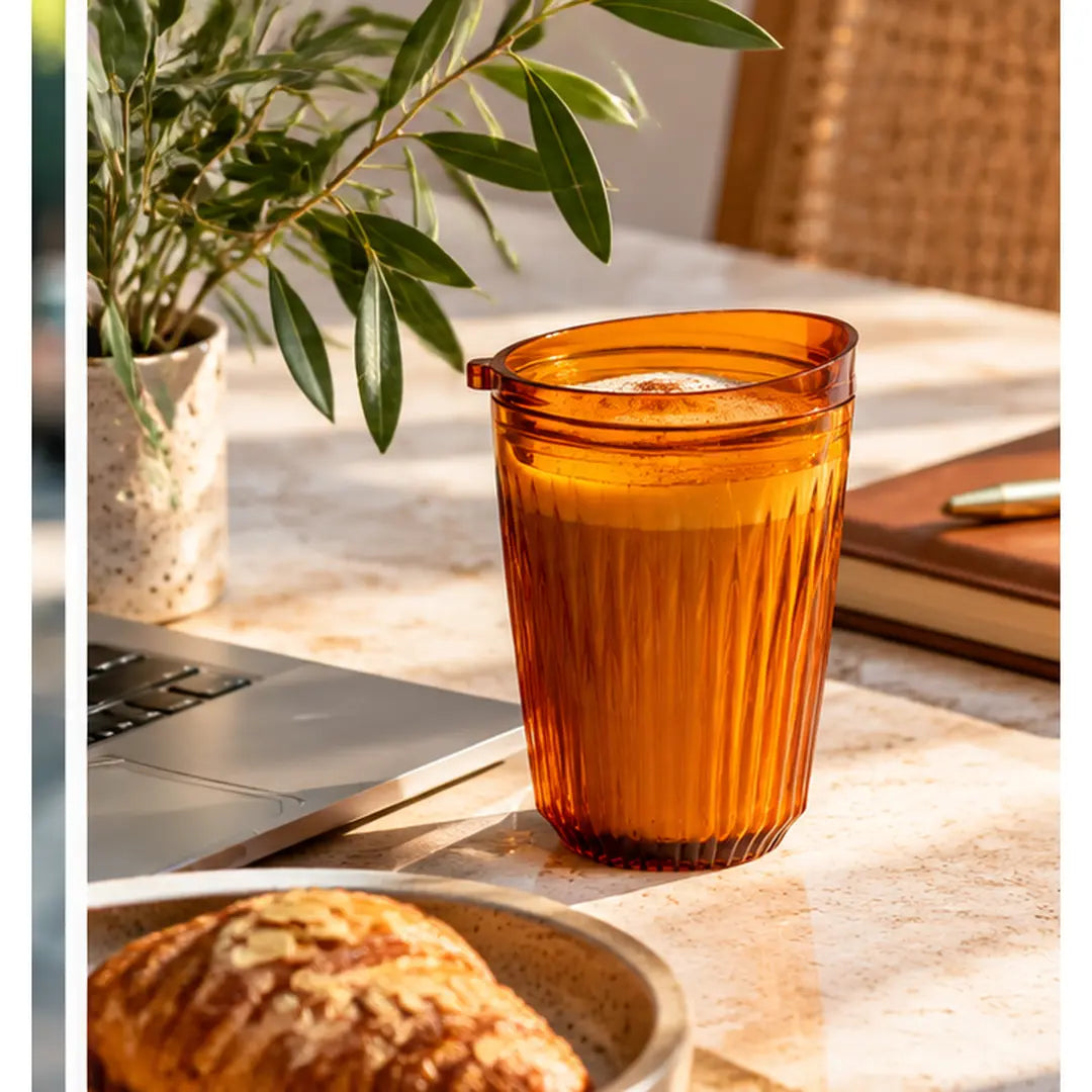 HuskeeRenew 12oz Amber Reusable Coffee Cup with Lid – 350ml