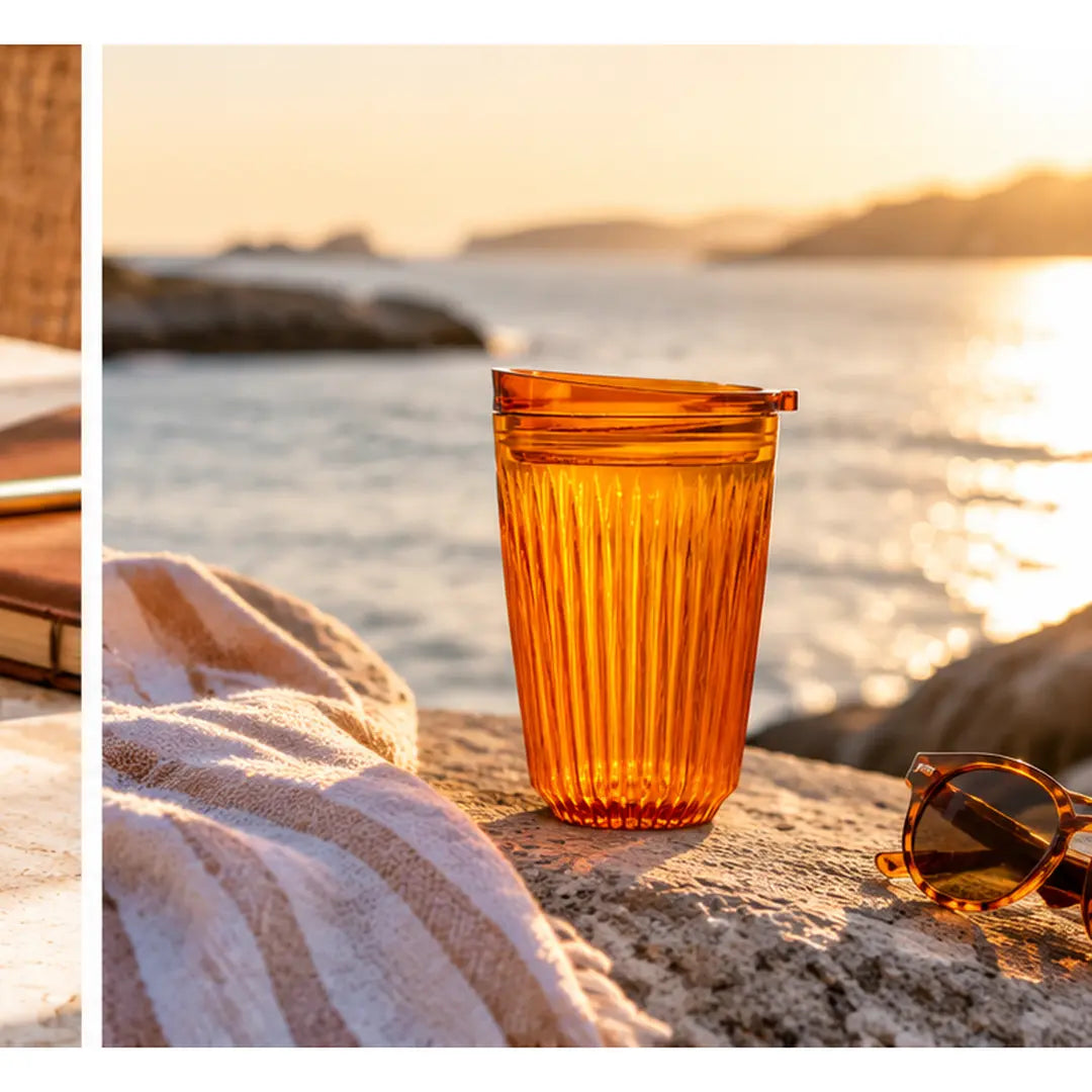 HuskeeRenew 12oz Amber Reusable Coffee Cup with Lid – 350ml