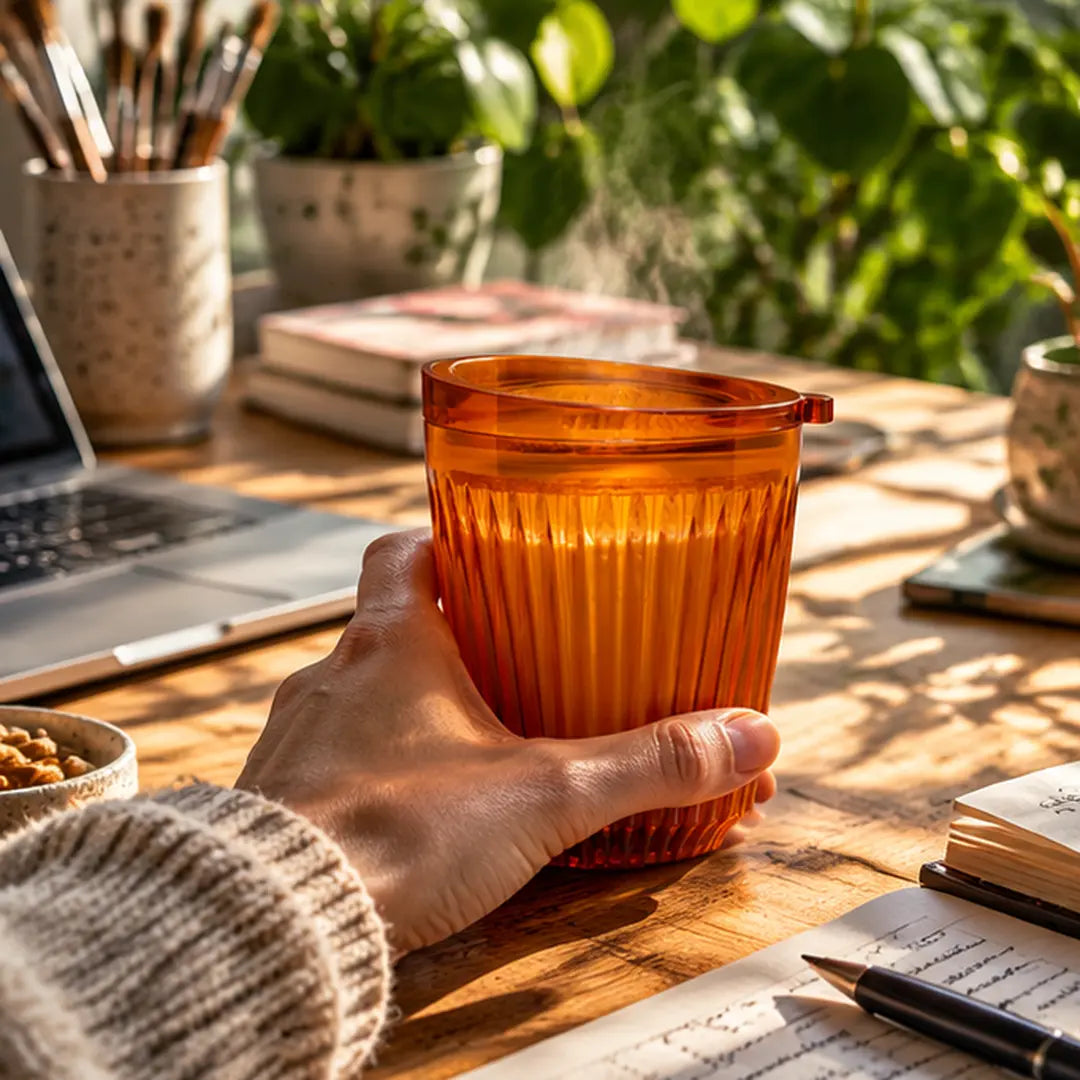 HuskeeRenew 8oz Amber Reusable Coffee Cup with Lid – 236ml