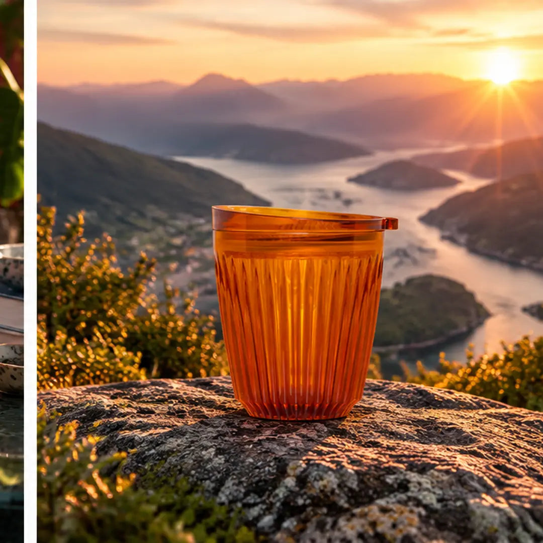 HuskeeRenew 8oz Amber Reusable Coffee Cup with Lid – 236ml