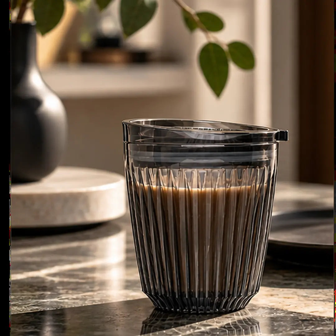 HuskeeRenew 8oz Smoke Reusable Coffee Cup with Lid – 236ml
