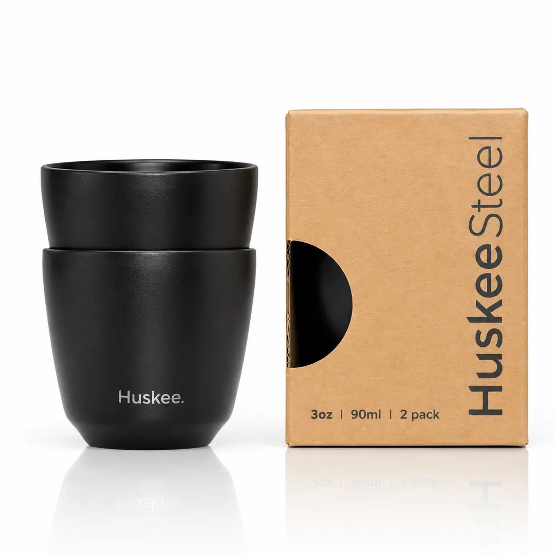 HuskeeSteel 3oz Espresso Cups Set of 2 – Black 90ml