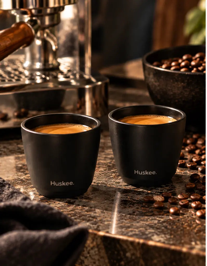 HuskeeSteel 3oz Espresso Cups Set of 2 – Black 90ml