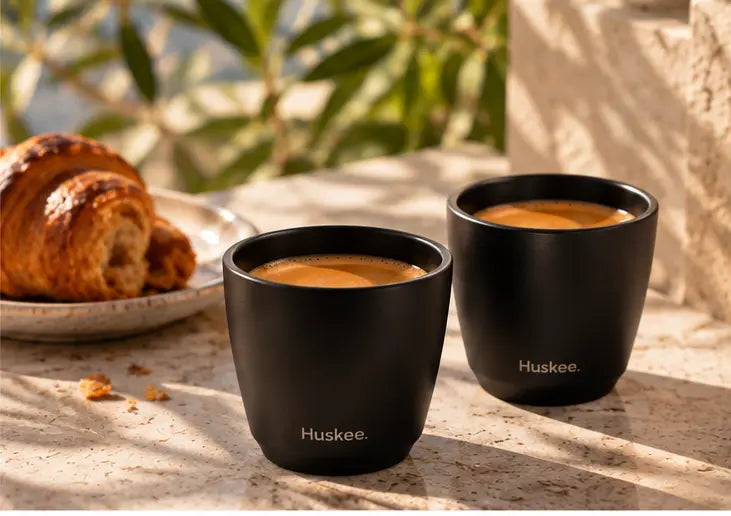 HuskeeSteel 3oz Espresso Cups Set of 2 – Black 90ml