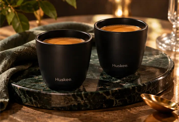 HuskeeSteel 3oz Espresso Cups Set of 2 – Black 90ml