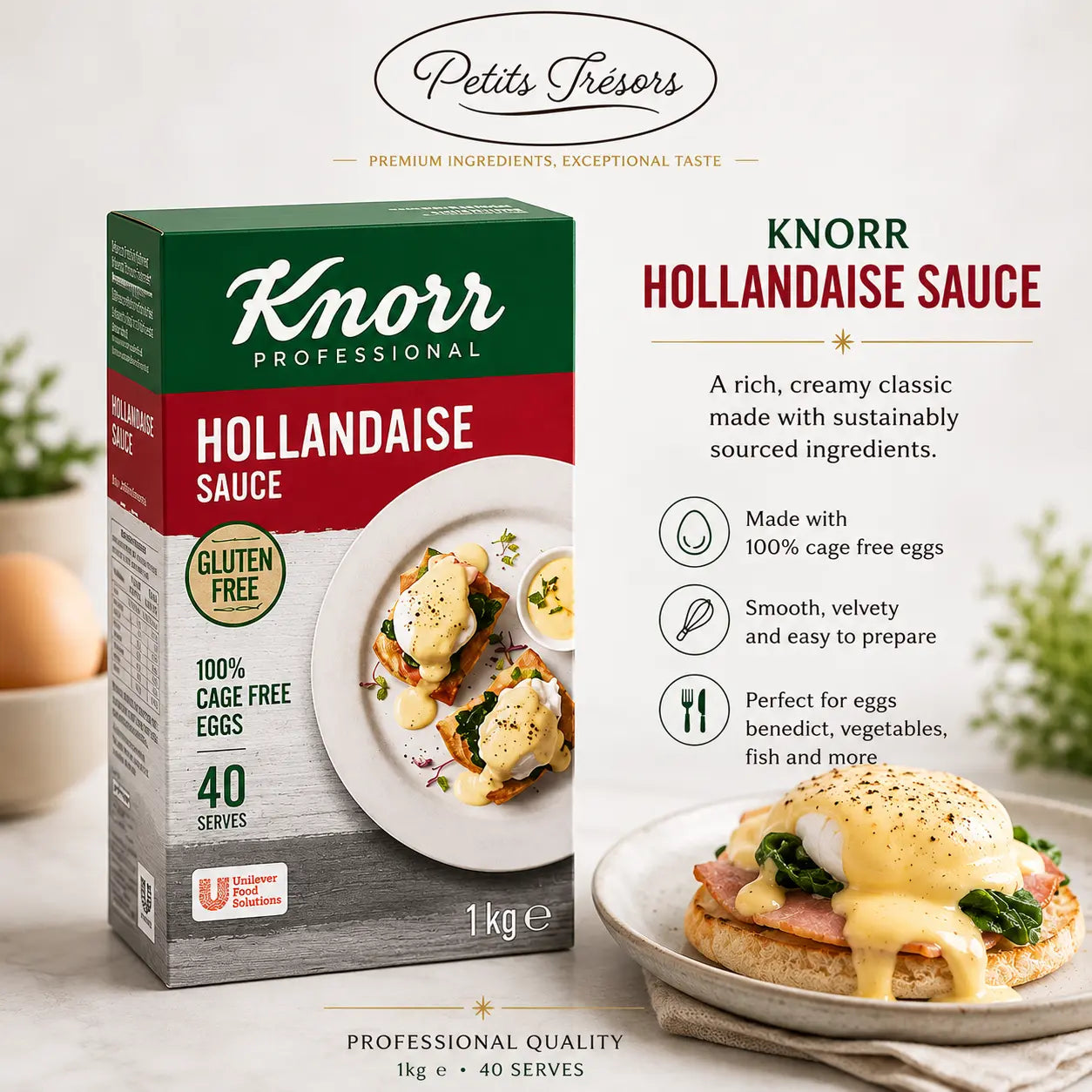 Knorr Hollandaise Sauce Gluten Free, 1L | Singles, 3-Pack or 6-Pack - Petits Tresors