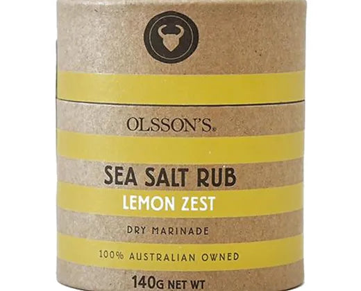 Olsson's Salt | Lemon Zest Salt Rub 140g | Dry Marinade | Kraft Canister