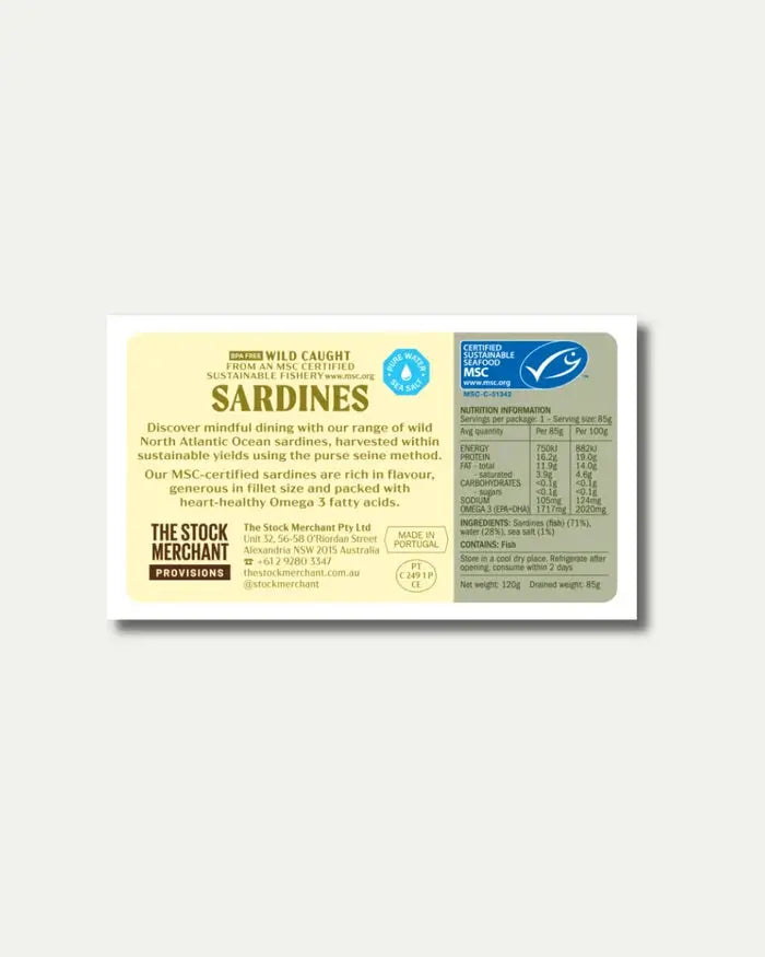 The Stock Merchant MSC-Certified Sardines in Pure Water 120g