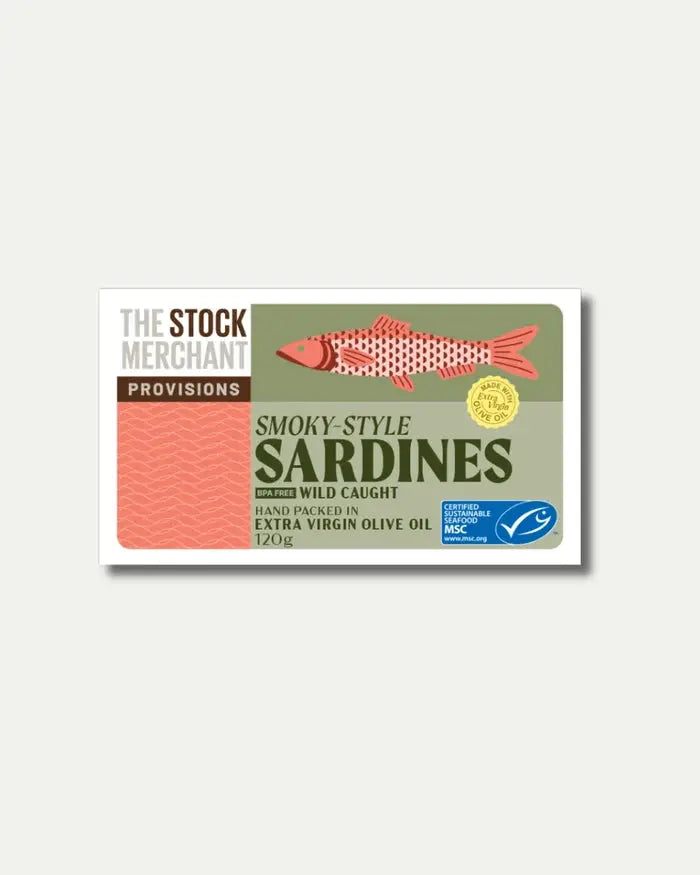 The Stock Merchant MSC Smoky-Style Sardines in Organic EVOO 120g The Stock Merchant