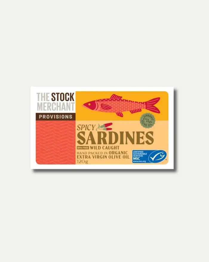 The Stock Merchant MSC Spicy Sardines in Organic EVOO 120g The Stock Merchant
