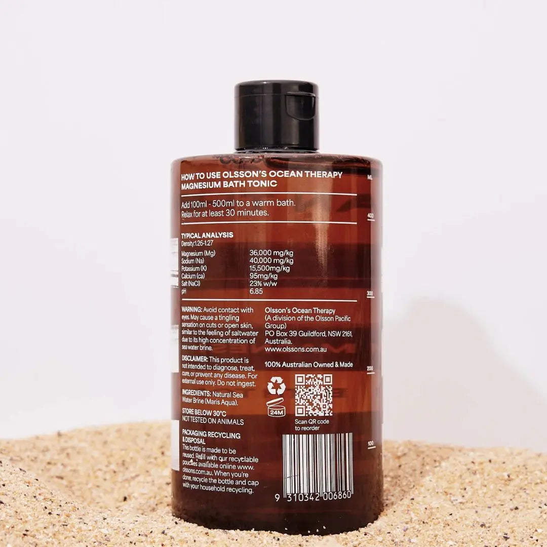 Olsson’s Ocean Therapy Sea Salt Bath Soak Magnesium Bath Tonic 500ml – Australian Mineral Bath Soak