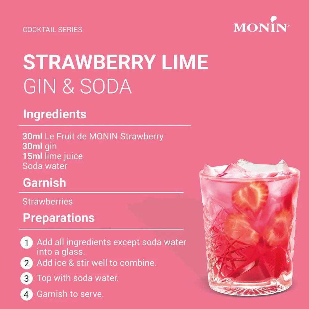 Le Fruit de MONIN Strawberry Puree 1 L – Premium Fruit Mix for Drinks & Desserts Monin