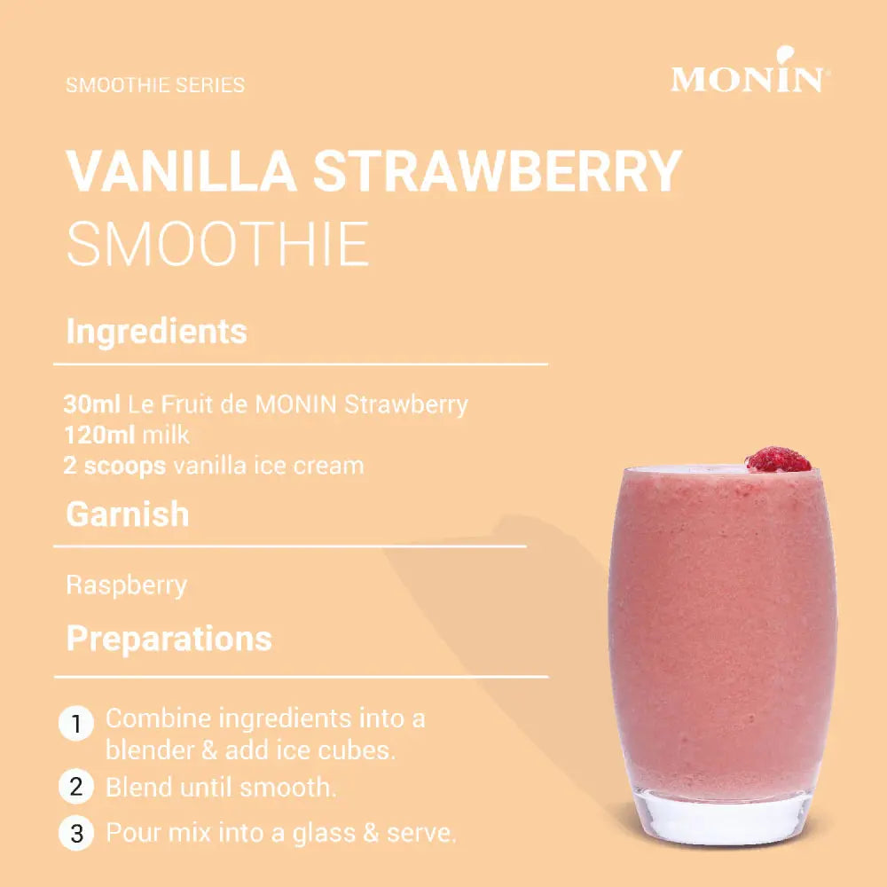 Le Fruit de MONIN Strawberry Puree 1 L – Premium Fruit Mix for Drinks & Desserts Monin
