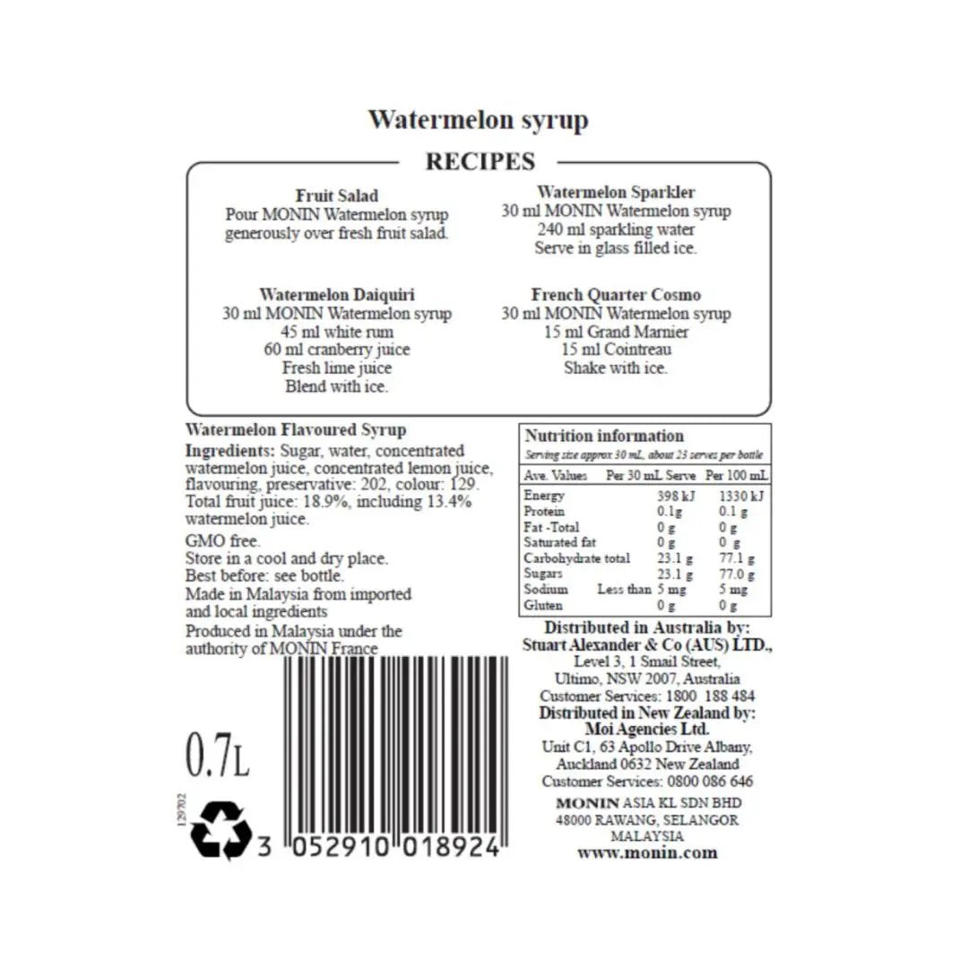 Le Sirop de MONIN Watermelon 700 ml – Juicy Fruit Syrup for Cocktails, Mocktails & Desserts Monin