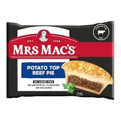 Mrs Mac's Potato Top Beef Pie Heat In Bag 190g X 4 Mrs Mac's