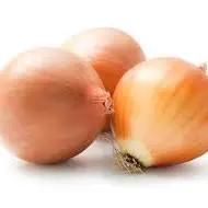 Three onions on a white background