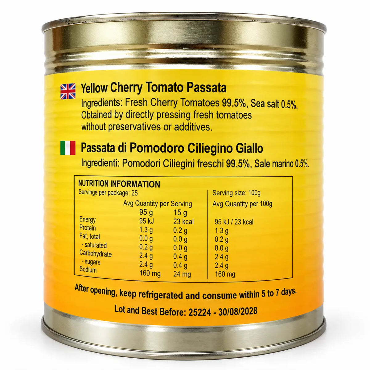 Passata di Pomodorino Ciliegino Giallo | Yellow Cherry Tomato Passata 2.5kg