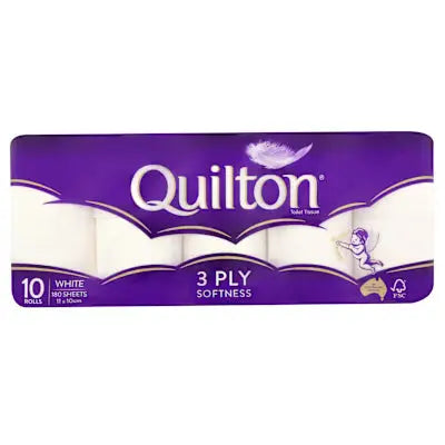 Quilton 3 Ply Toilet Tissue (180 Sheets per Roll, 11 x 10cm), 20 Rolls