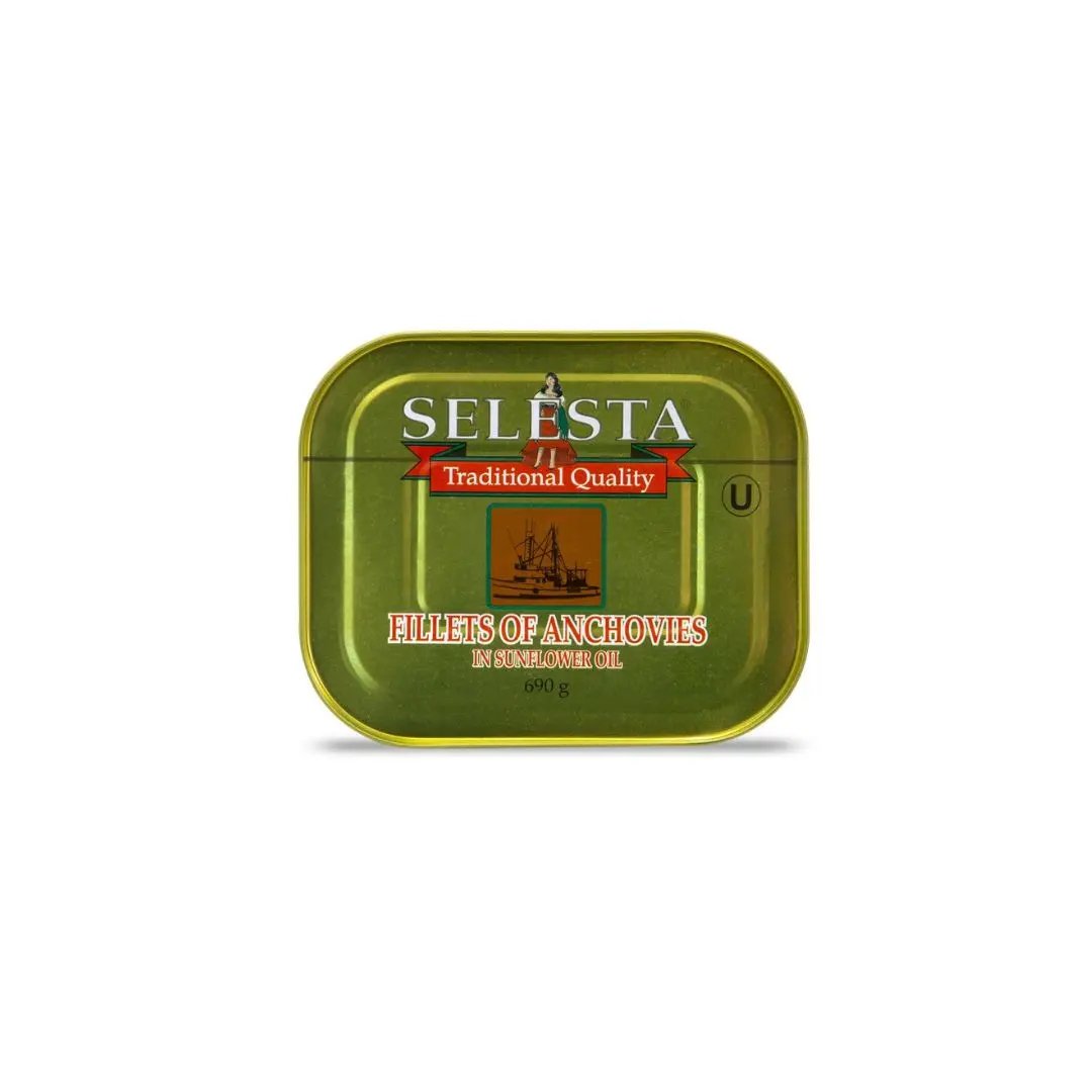 Selesta Anchovy Fillets – 690 g Jar of Salt-Cured, Oil Preserved Fillets Selesta