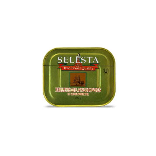 Selesta Anchovy Fillets – 690 g Jar of Salt-Cured, Oil Preserved Fillets Selesta