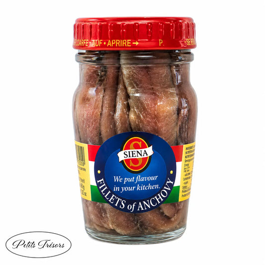 Siena Anchovy Fillets 80g | Premium Anchovies in Oil for Caesar Dressing, Pasta & Pizza - Petits Tresors