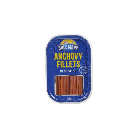 Sole Mare® Hand-Filleted Anchovy Fillets in Olive Oil — 70 g Tray Sole Mare