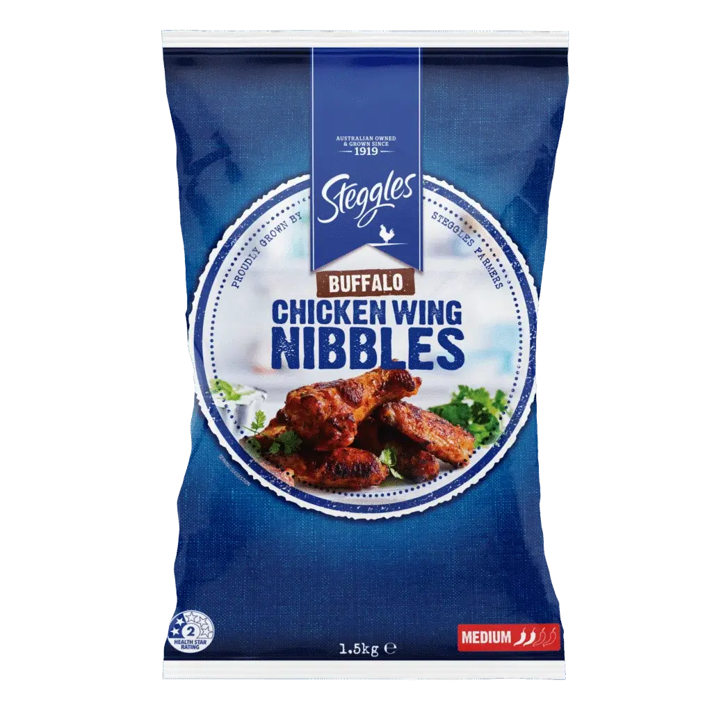 Steggles Buffalo Chicken Wing Nibbles – 1.5 kg Family Pack Steggles