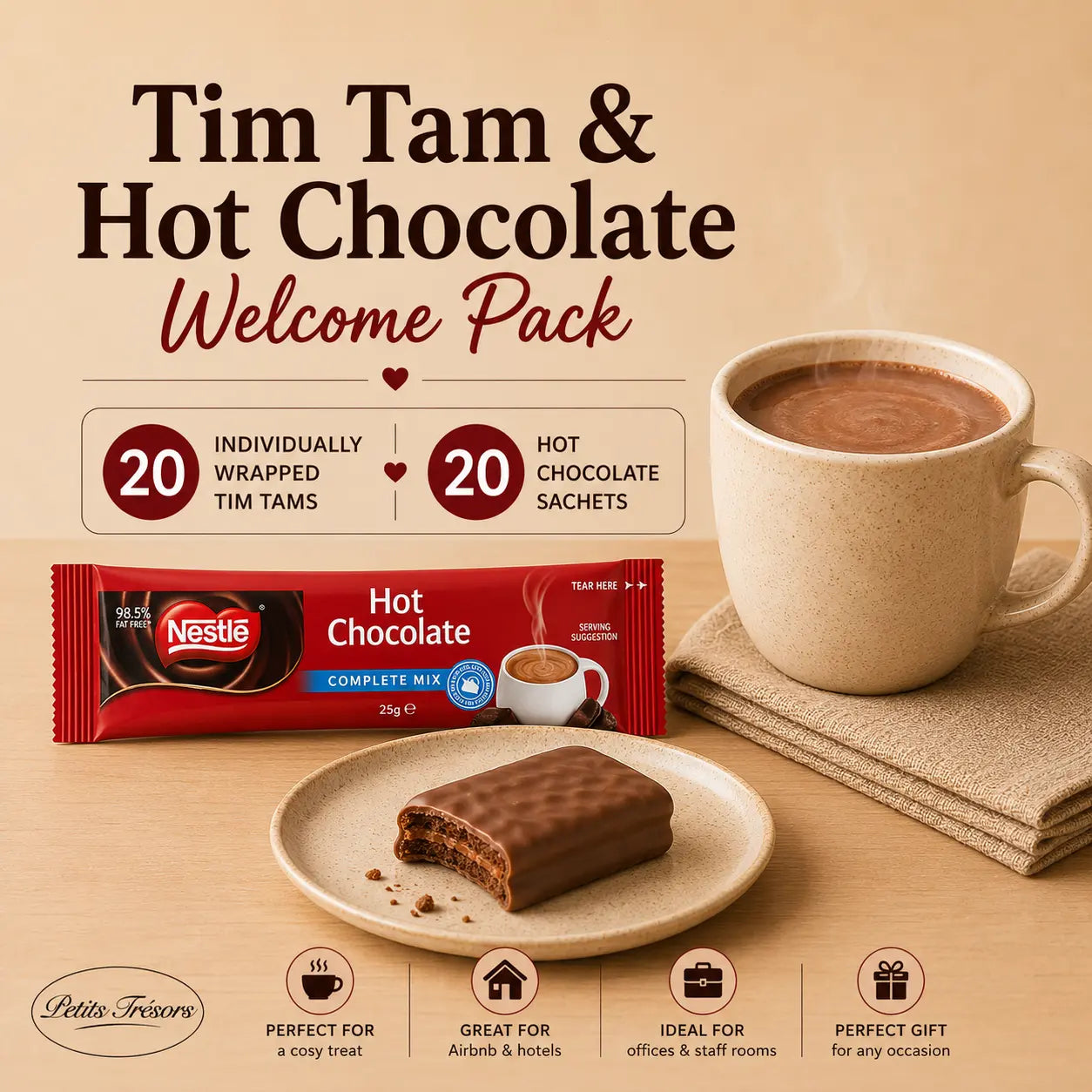 Tim Tam & Nestlé Hot Chocolate Gift & Welcome Pack | 20 Tim Tams & 20 Sachets