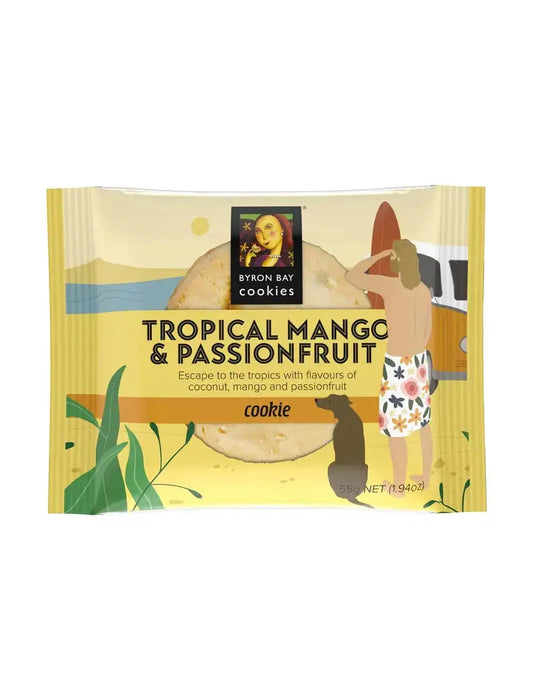 Byron Bay Tropical Mango & Passionfruit Café Cookie – 60 g Individually Wrapped Byron Bay Cookies