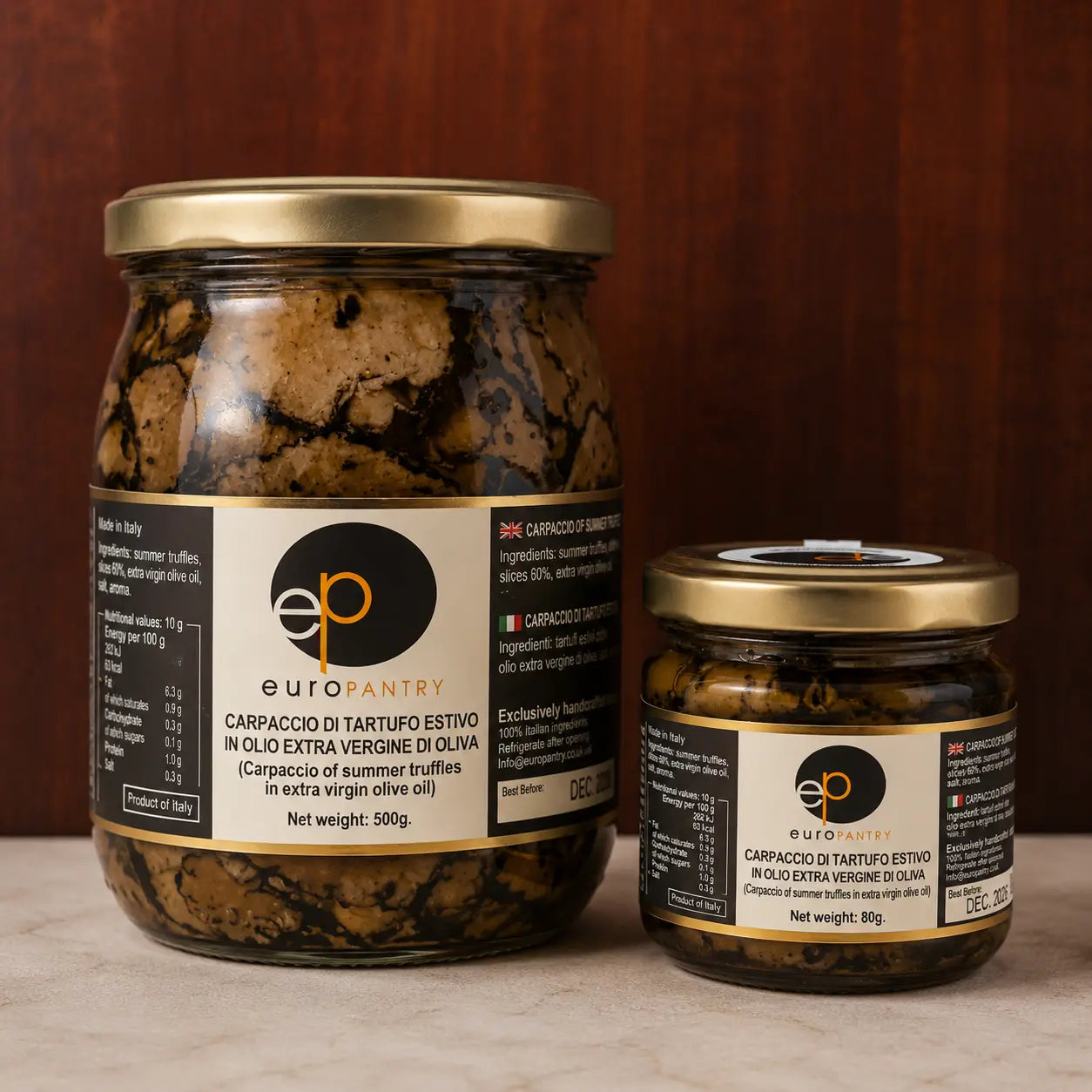 EuroPantry | Truffle Carpaccio 80g, 500g | Thin slices of truffle in EV Olive Oil Euro Pantry