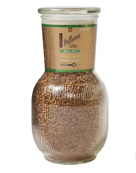 Vittoria Coffee Brazil Rex Instant Coffee 300 g Vase – Premium Freeze-Dried Coffee Elegance Vittoria