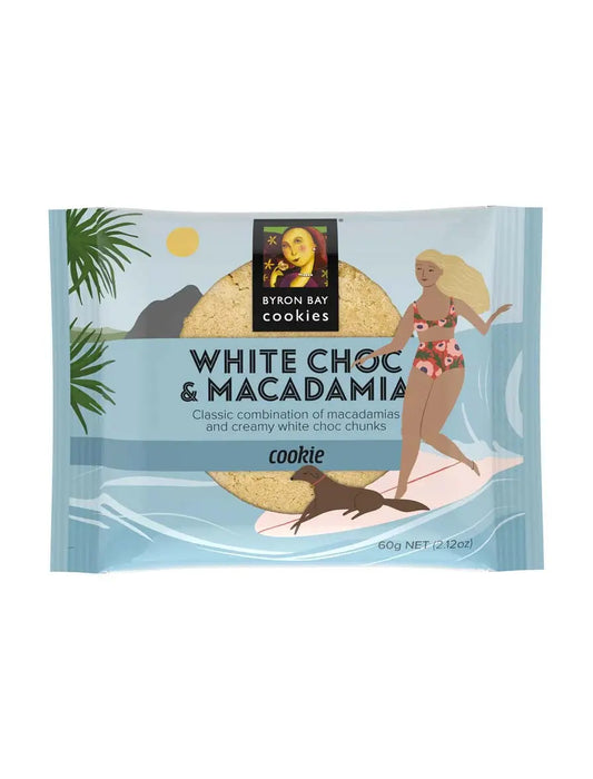 Byron Bay Cookies White Choc Macadamia – 60g Individually Wrapped Byron Bay Cookies