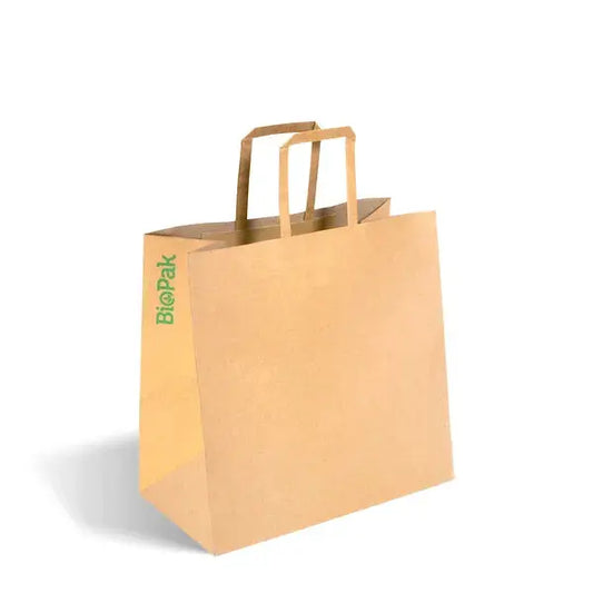 Small Flat Handle Kraft Paper Bags _280x150x275mm BioPak