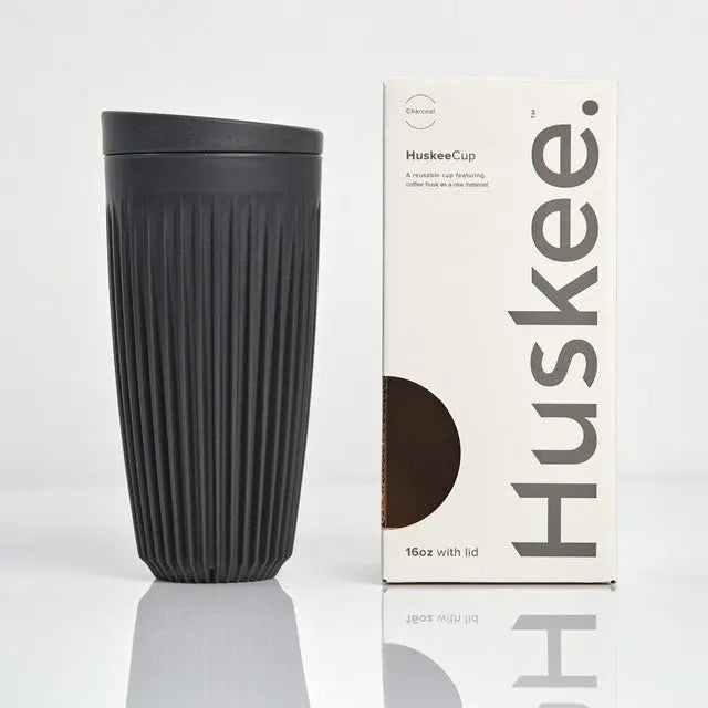 Huskee Cup | Reusable Cup with Lid 16oz/473ml Charcoal - petitstresors