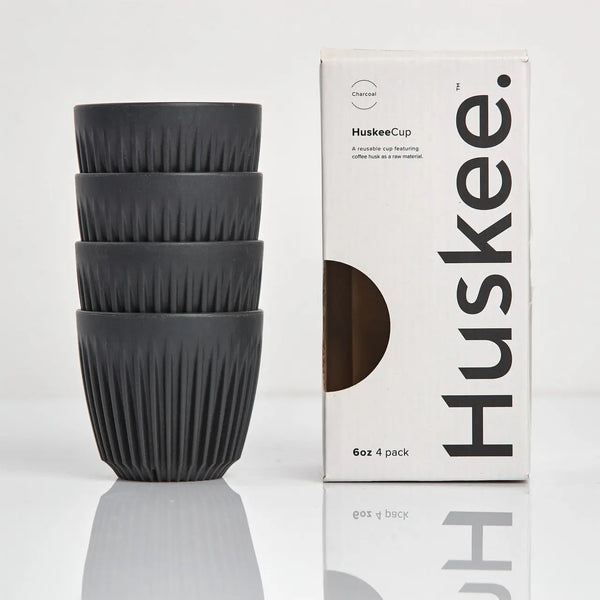 Huskee Cup | Reusable Cups 4 Pack 6oz/177ml Charcoal